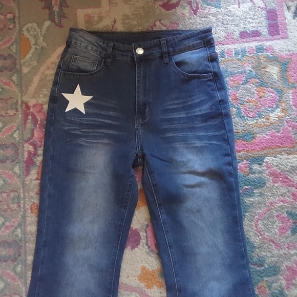 Denim blue jeans with embossed stars, Teen 14 y - Picture 2 of 4